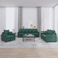 thumbnail image 1 of vidaXL 3 Piece Sofa Set with Cushions Dark Green Velvet, 1 of 5