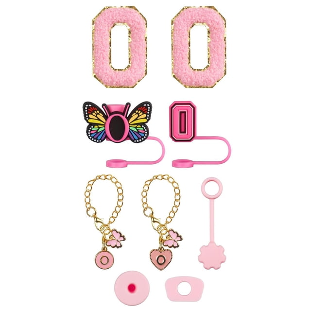 Hbdhejl Trendy Drinkware Accessory Set Embroidery Patch Straw Covers Charm Necklace Chain Leak Guard Accessories For Cups Complete Decorative Upgrade Kit