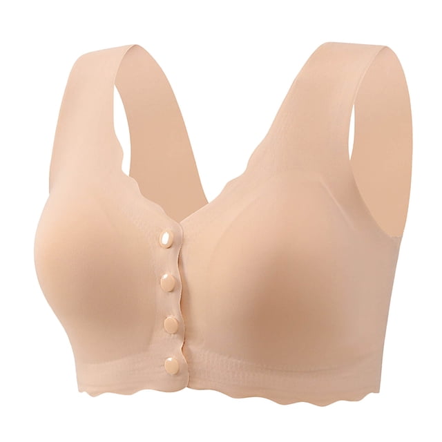 Timegard Plus Size Bras for Women Back Smoothing Front Closure Full Support Wireless Comfy Sleep Bras
