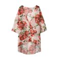 thumbnail image 1 of Nouveaux Hauts d'Été pour Femmes 2023 Manches Longues Mode Col Rond Manches 3/4 Imprimé Blouses Décontractées pour Sorties Chemises Grande Taille pour Femmes, 1 of 6
