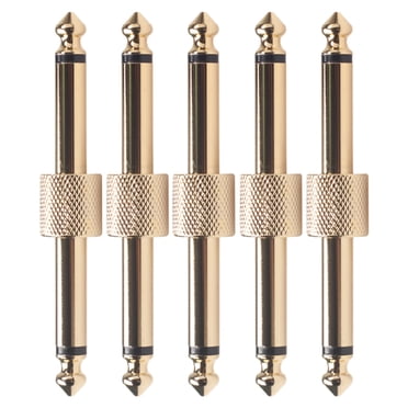 KAKOWELY 5 Pcs Connecteur de Pédale à Effet Jack 6,35 mm Connecteur d'Instrument Adaptateur de Câble d'Interface Coulper Accessoires de Carte à Pédale pour Guitare Électrique (Doré),2,95x"X0,47"X0,47 Pouces