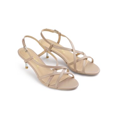 BLISSFUL STEP Sandales à Talons Aiguilles à Bride Arrière à Brides pour Femmes Nude 8
