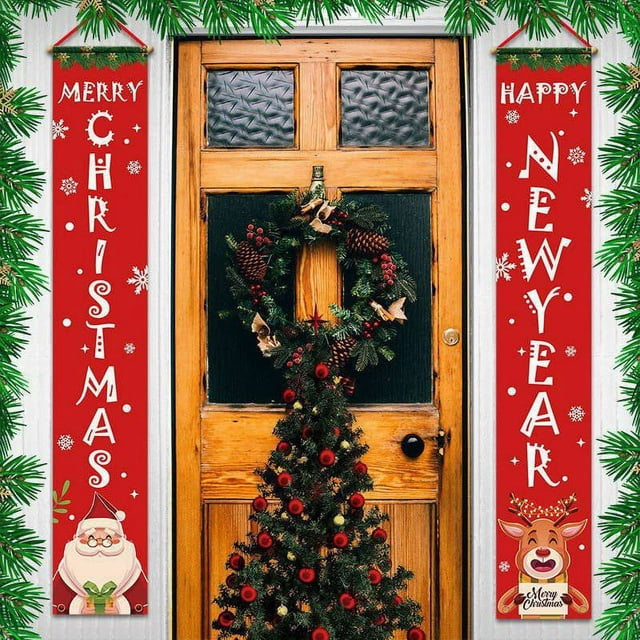 Merry Christmas Banners Outdoor Christmas Decorations Porch Sign