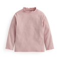 thumbnail image 1 of MeetoTime Girls Base Shirt Loose Solid Color Stretch Ruffled Long Sleeved Top 2-14 Years Kids Clothes, 1 of 2