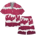 thumbnail image 3 of Men's Gradient Printed Satin Short Sleeve Button Up Pajama Loungewear Set for Comfortable Sleep and Relaxation at Home, 3 of 4