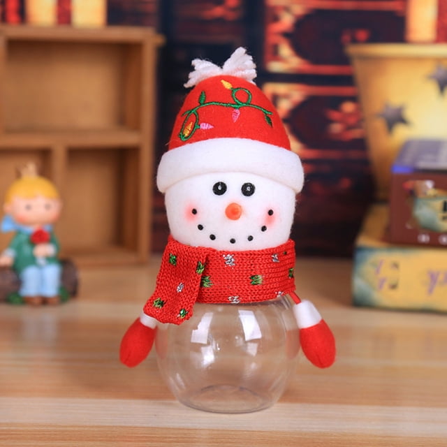 Storage rack Christmas Candy Jars Santa Snowman Ornament Plastic Candy Cookie Jar Containers Candy Storage Dish Home Decor Container Box Bottle For Children Xmas Holiday