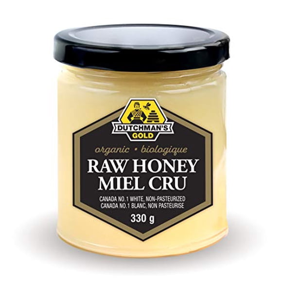 Dutchman's Gold Miel Brut Biologique 330 g - Miel de Qualité Supérieure 100 % Cultivé et Emballé au Canada - Miel Pur Non Pasteurisé et Non Filtré - Certifié Biologique