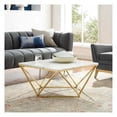 thumbnail image 2 of Beene Modern Coffee Table with Faux Marble Top and Stainless Metal Frame in  Gold, 2 of 4