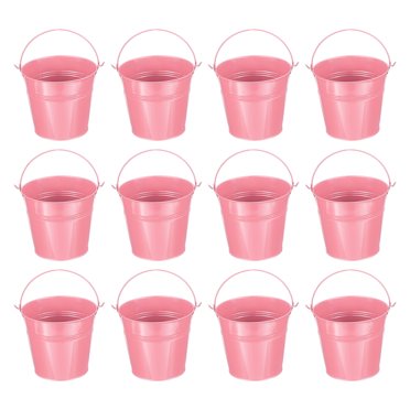 Uxcell Small Metal Buckets with Handle Mini Galvanized Bucket Colorful Easter Buckets Pink 5.1"x4.7"