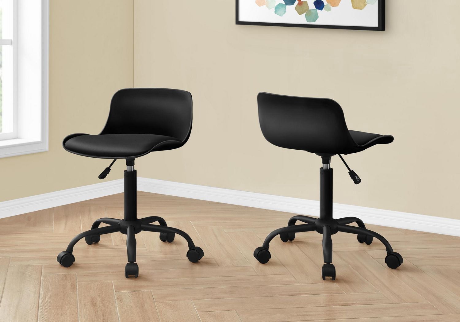 Monarch Specialties Office Chair, Adjustable Height, Swivel, Ergonomic, Computer Desk, Work, Juvenile, Metal, Pu Leather Look, Black, Contemporary, Modern
