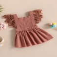 thumbnail image 3 of Toddler Kids Girls Princess Dress Solid Color Lace Fly Sleeve Dress, 3 of 8