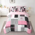 thumbnail image 2 of Erosebridal Geometric Stripe Bedding Sets Twin Size,Rectangle Lines Comforter Sets with Sheets,Patchwork Decor,Reversible,7pcs, 2 of 5