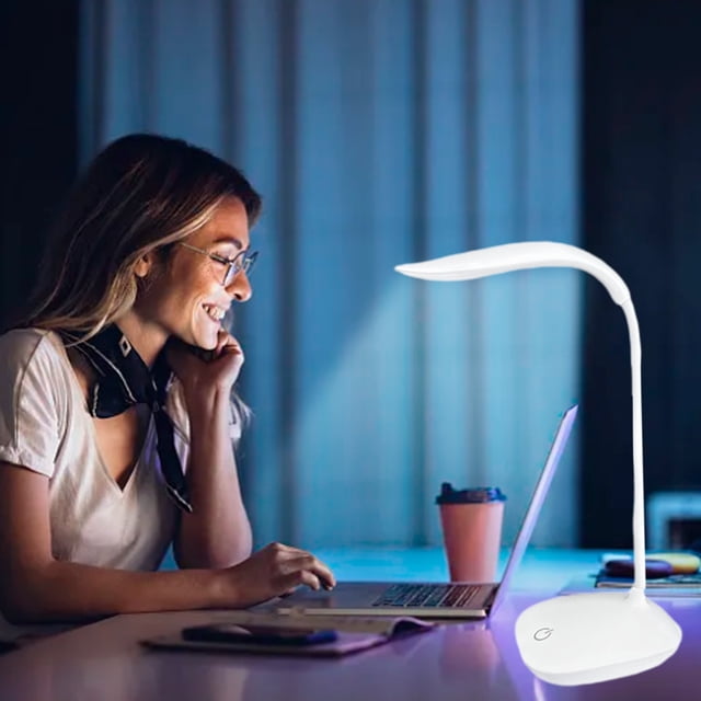 Lampe de Bureau, Lampe de Lecture, Lampe d'Étude Rechargeable par USB avec Luminosité et Bras Réglables, 3 Réglages d'Éclairage, 1 Unité