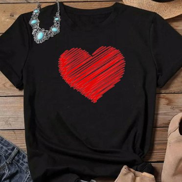 EQWLJWEWomens Hauts Chemises Brave Heart Graphic T Shirt Womens Funny Short Sleeve Tee Shirts Rétro Inspirant Hauts Liquidation Moins de 10 $