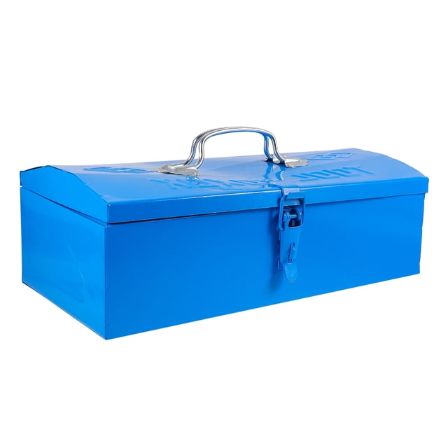 Mechanics Tool Box Car Trunk Tool Storage Case Metal Tools Organizer Repairing Tool Box in a vibrant blue color. Made of sturdy iron material, it features a durable design with a strong load-bearing capacity. The box includes a secure latch and a metal handle for portability. Suitable for organizing mechanic tools or small items in garages, storage rooms, or homes. Dimensions are 35.50 x 17.00 x 11.50 cm (13.95 x 6.68 x 4.52 in).