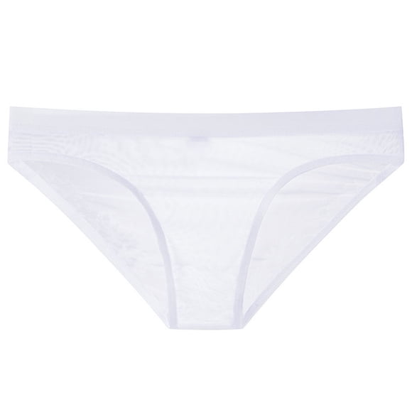Pitauce Men's Ultra Thin Underwear Ice Silk Mesh Briefs See Through Bikini Panties No Pouch