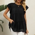 thumbnail image 4 of Timegard Womens Tops Chiffon Cap Sleeve Loose Blouse Lightweight Round Neck Summer Beach Vacation Tops, 4 of 5