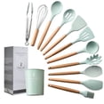 thumbnail image 1 of Kitchen Utensils Set 11Pcs Silicone Non-stick Barreled Cooking Utensils Set Silica Gel Utensil Wooden Handle Kitchenware Set, 1 of 7