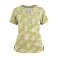 thumbnail image 1 of Ktyne Tuniques Médicales pour Femmes à Col en V Hauts de Sarrau à Manches Courtes Extensibles Uniforme de Travail d'Infirmière Décontracté Haut de Sarrau avec Poches Vert Fluorescent S, 1 of 4