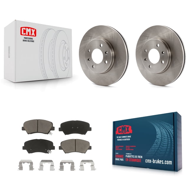 CMX Front Disc Brake Rotors and Ceramic Pads Kit for Car Hyundai Accent Kia Rio K8C-100276
