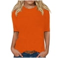 thumbnail image 1 of Erwazi T-Shirts à Manches Mi-Longues pour Femmes, Décontractés, Coupe Ample, Col Ras du Cou, Mignons, Unis, Tuniques Basiques, 1 of 5