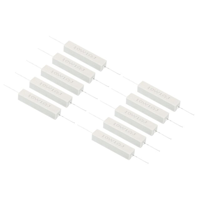 Unique Bargains 10Pcs 1 Ohm Resistors, 10W Ceramic Cement Resistor Power Cement Resistor Kit Tolerance 5% for Power Adapters Audio