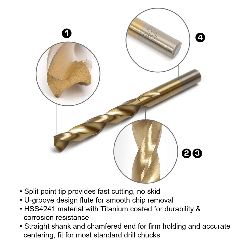 WorkPro Titanium Coated HSS Drill Bit Set-15 Piece,Plastic Case