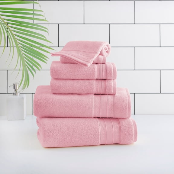 hometrends Solid Bath Towel 6-Piece Set, Pink
