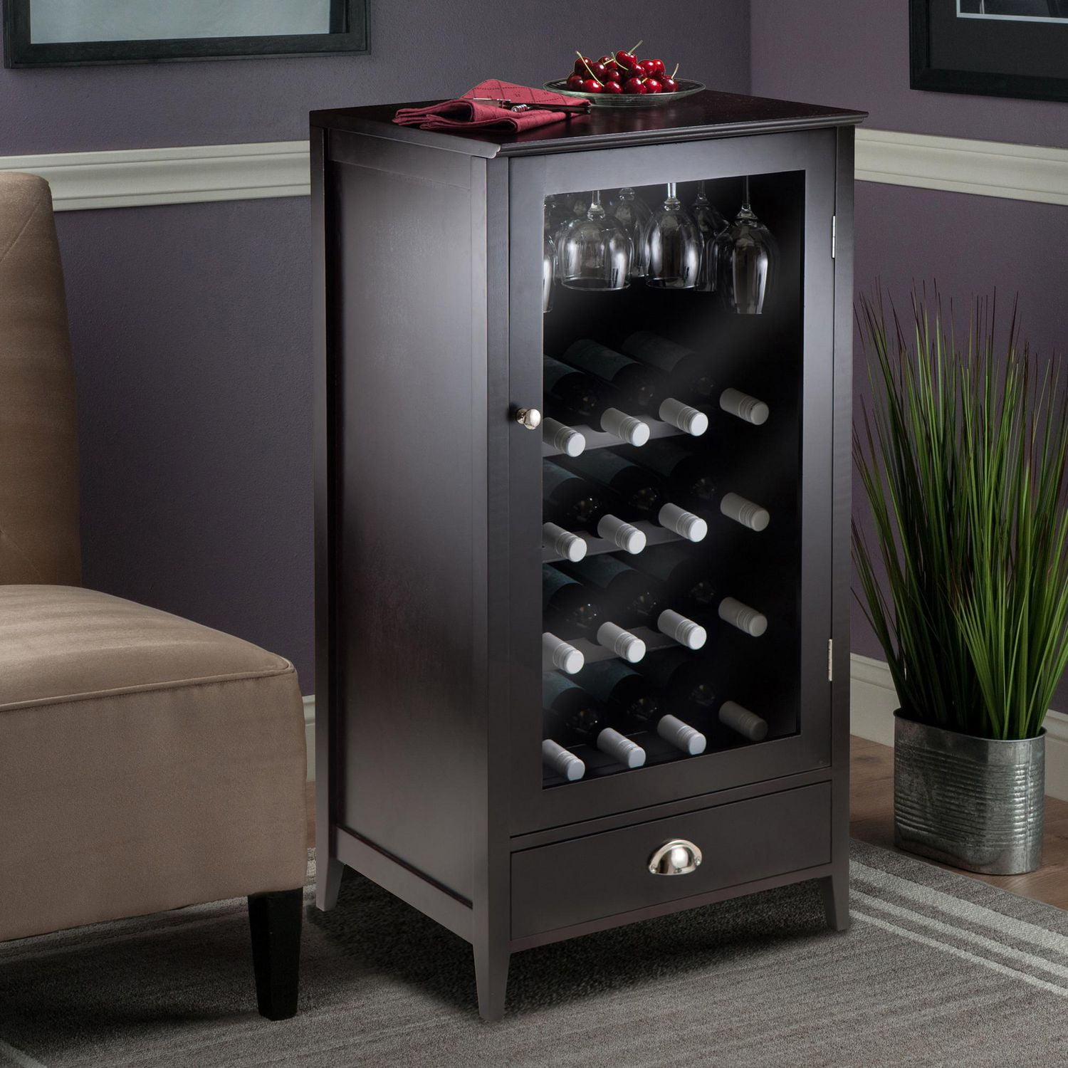 Winsome Bordeaux Wine Cabinet 20-Bottle Shelf Modular in Espresso Finish - 92416