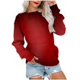 thumbnail image 1 of HKEJIAOI 2023 Haut Femme Col Rond Bloc de Couleur Manches Longues, 1 of 6