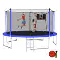 thumbnail image 1 of UIOWIO Trampoline Récréatif de 14 Pi pour Enfants et Adultes avec Échelle, Trampoline d'Extérieur, Trampoline de Cour Arrière avec Panier de Basketball, Filet d'Enceinte, Sac de Rangement, Bleu, 1 of 7