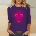 thumbnail image 1 of EGNMCR Easter T-Shirts Imprimés pour Femmes T-Shirts Graphiques T-Shirts pour Femmes Mode Femme Décontracté Noël Imprimé Col Rond Blouse Imprimée T-Shirt Manches 3/4 Blouses Femmes T-Shirts, 1 of 4