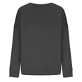 thumbnail image 4 of Mefallenssiah Mode Chandail Décontracté à Manches Longues à Col Rond pour Femmes, Coupe Ample, Haut Blouse Gris Foncé m, 4 of 5