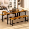 thumbnail image 2 of AWQM Dining Table Set with Two Benches, Kitchen Table Chairs Set for 4-6 Persons for Home, Kitchen and Dining Room,Industrial Brown, 2 of 7