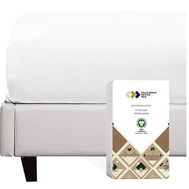 100% Organic Cotton Twin Fitted Sheet, Cooling Percale Weave, Lightweight, Snug-Fit, Crisp, Cotton Fitted Sheet Twin, Deep Pocket, White Fitted Sheet Twin
