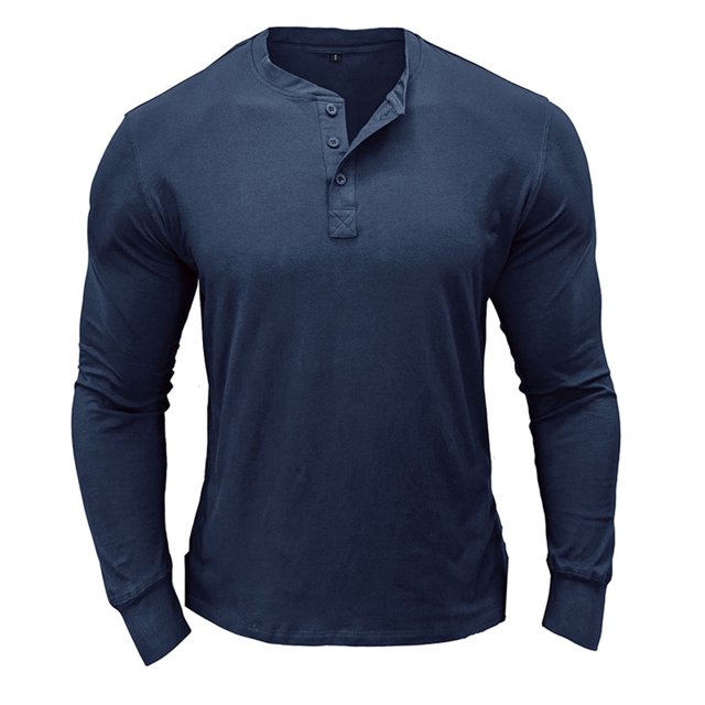 Birdeem Men Long-Sleeve Beefy Muscle Basic Solid Color Blouse Tee Shirt Top Long Sleeve Round-Neck Blouses