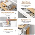 thumbnail image 4 of Giantex Kitchen Island w/Storage Cabinets, Trolley Cart w/Adjustable Height Shelves & Wheels, Spice Rack, Towel Rack, White, 4 of 6