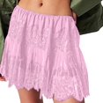thumbnail image 2 of Miqool Womens Lace Mini Skirt Low Rise Pleated Ruffle Half Slip Skirt Layered Flowy Short Skirt Streetwear, 2 of 7