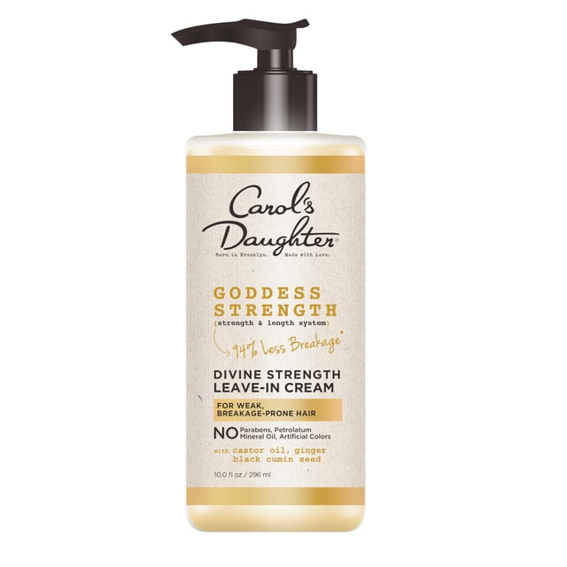Carol's Daughter Goddess Strength Leave In Conditioner Cream for Curly, Wavy, Coily Hair with Castor Oil for Weak, Stronger Hair and Less Breakage, 296ml