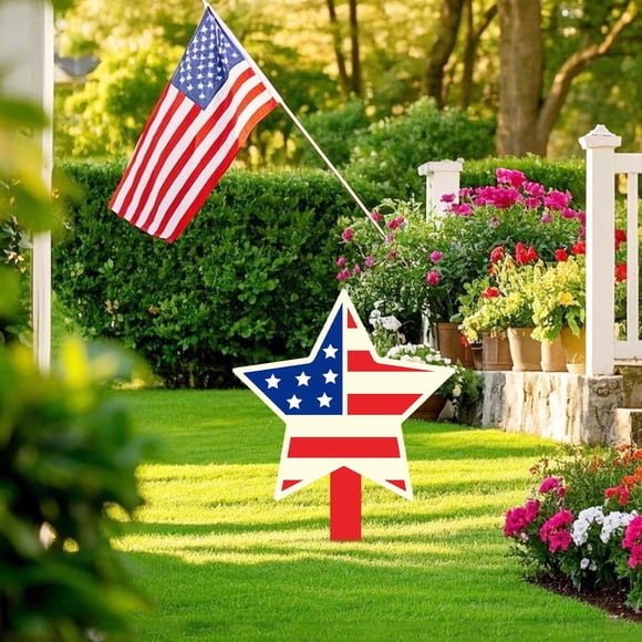 shyuyusa Patriotic Flag Yard Stake For Outdoor Lawn Garden Pathway Decoration