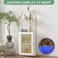 thumbnail image 3 of Ourlova Corner Bar Cabinet 5-Tier Industrial Corner Wine Cabinet with Removable Glass Rack Liquor Storage Cabinet with Adjustable Shelves Home Bar with Glass Doors and Baffle Gold with Light, 3 of 9