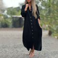 thumbnail image 2 of Kcodviy Robe Chemise Unie pour Femmes Robes Portefeuille pour Femmes Décontractées Été Jupe Longue Décontractée Longue Robe d'Été Cocktail Manche Cardigan Robe, 2 of 5
