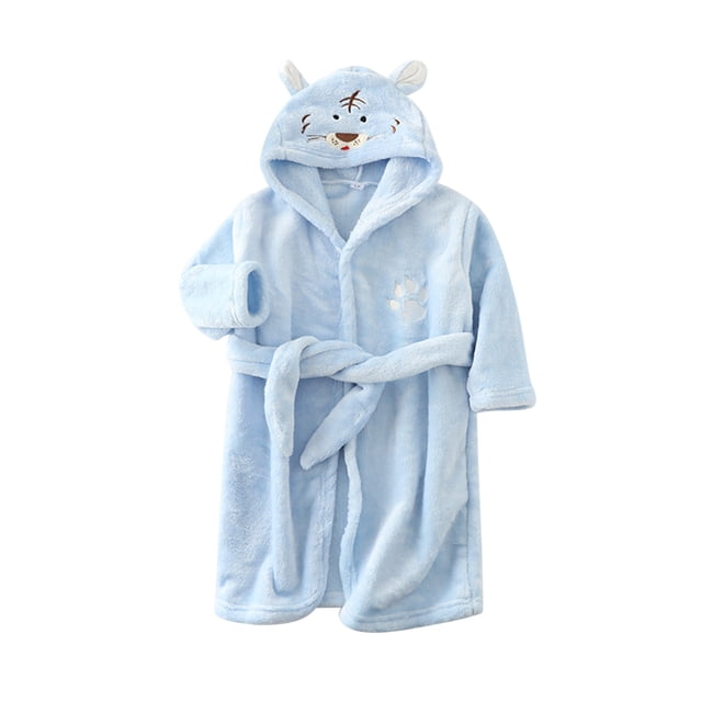 Sunnyoo Toddler Girls Hooded Flannel Nightrobe Sleepwear Robe Cartoon Bathrobe, Sizes 1-8