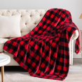 thumbnail image 2 of SLYNSHome Christmas Fleece Throw Blanket Christmas Gifts,Super Soft Warm Buffalo Plaid Plush Blankets Winter Cozy Fuzzy Blanket for Couch Sofa Bed - Red, 2 of 7