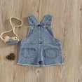 thumbnail image 3 of Toddler Girls Summer Sling Jumpsuit Sleeveless Solid Color/Leopard Print Suspender Shorts, 3 of 7
