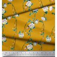 thumbnail image 3 of Soimoi Polyester Crepe Fabric Leaves & Peony Floral Decor Fabric Printed Yard 42 Inch Wide, 3 of 5