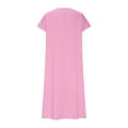 thumbnail image 4 of UPPADA Robe d'Été pour Femme Grande Taille en Coton et Lin, Robe Maxi Fluide à Manches Courtes, Robe Décontractée Style Sundress à Col en V, Taille Portefeuille, Robes Fluides de Plage, Robes de Printemps Rose, G, 4 of 6
