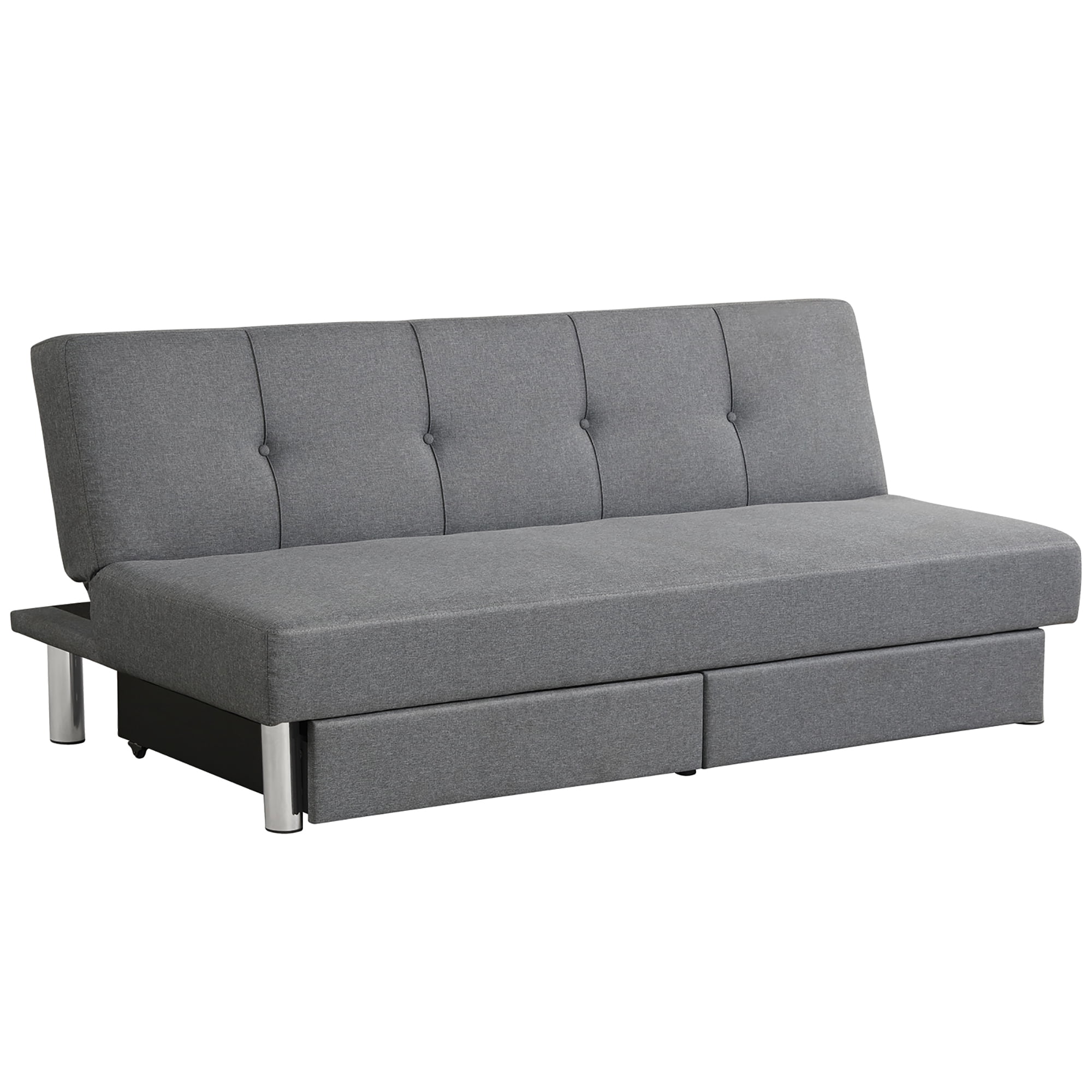 Costway Canapé-Lit Futon Convertible, Divan Réglable avec Deux Tiroirs, Gris