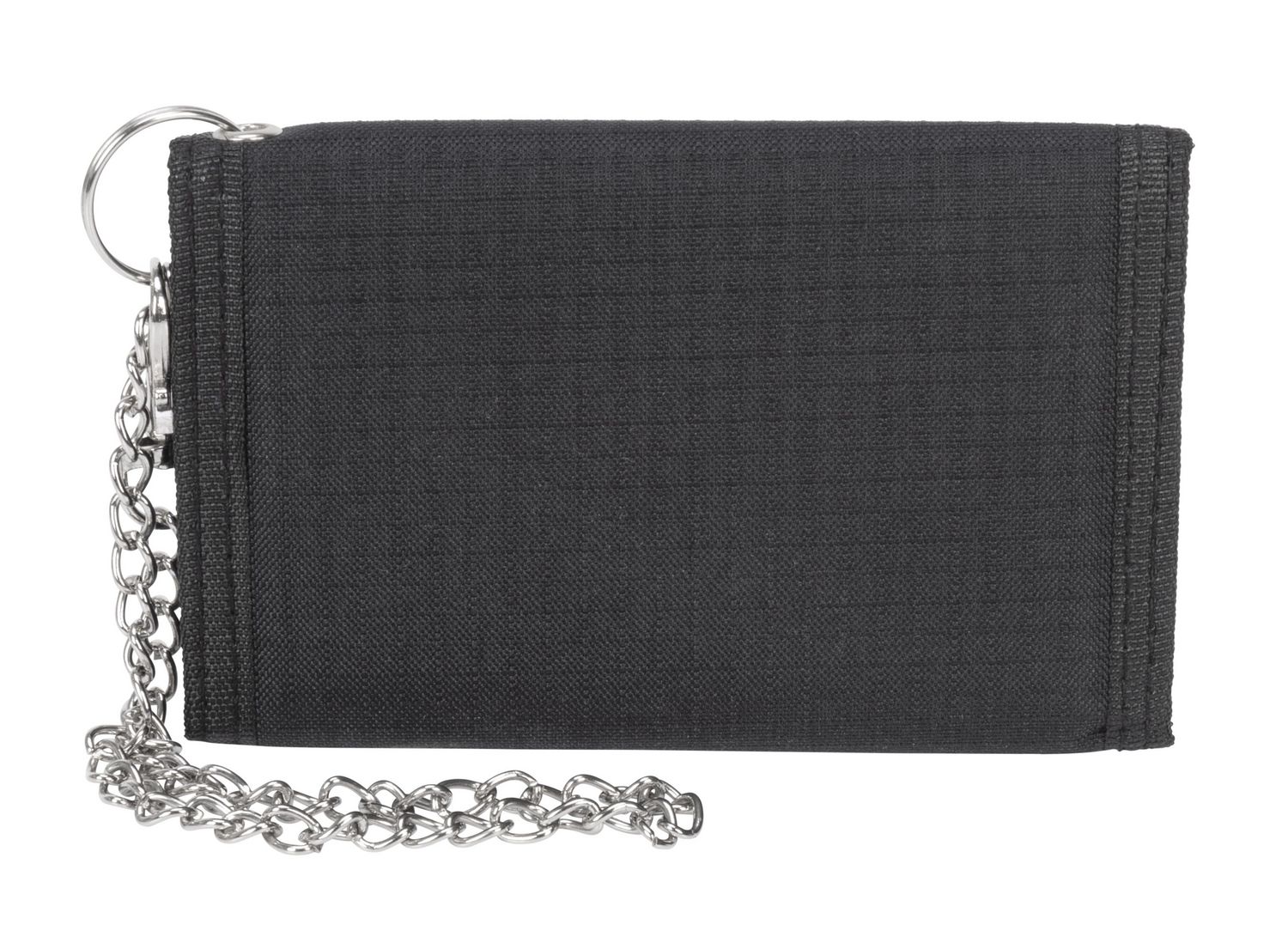 R70 Men's Trifold Nylon Black Wallet with Chain