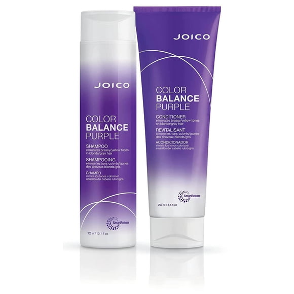 Joico Color Balance Purple Shampoo & Conditioner Set, Eliminate Brassy and Yellow tones, for Cool Blonde or Grey Hair 8. 5 Fl Oz/10.1 Fl Oz